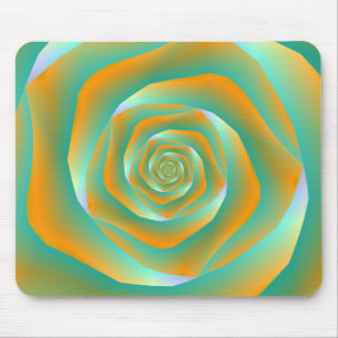 Orange and Green Spiral Rose Mousepad