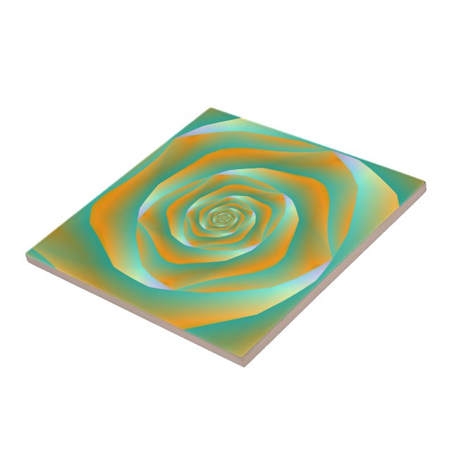 Orange and Green Spiral Rose tile (Side)