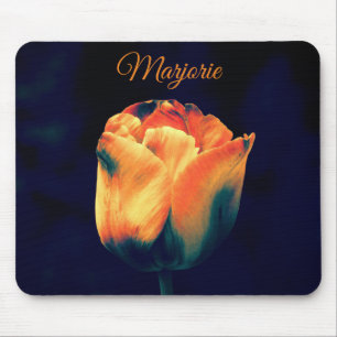 Orange and Green Tulip *Personalize* Mouse Pad
