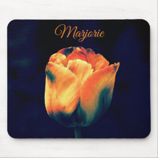 Orange and Green Tulip *Personalize* Mouse Pad