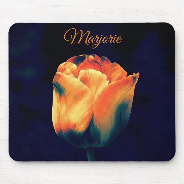 Orange and Green Tulip *Personalize* Mouse Pad (Front)