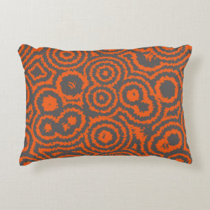 orange and grey abstract accent pillow
