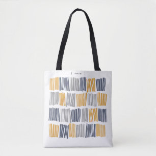 Orange and Grey Abstract Lines Tote Bag