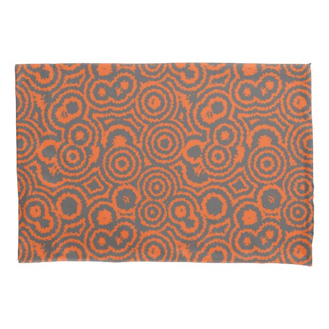 orange and grey abstract  pillowcase (Front)