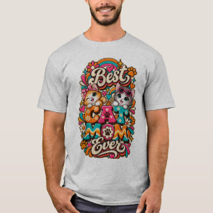 Orange and grey Best cat mom ever T-Shirt