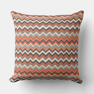 Orange and grey chevron pattern throw pillow