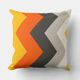 Orange and Grey chevron Pattern  Throw Pillow