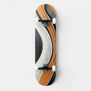 Orange and grey curves with textures skateboard