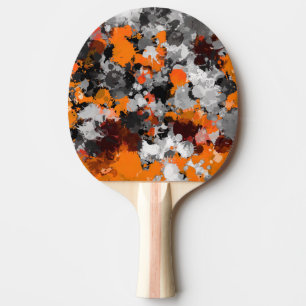 Orange and Grey Paint Splatter Ping Pong Paddle