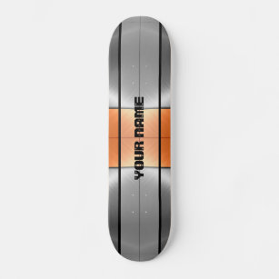 Orange and Grey Shiny Stainless Steel Metal 2 Skateboard