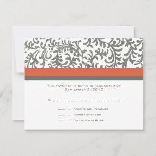 Orange and Grey Wedding RSVP Card