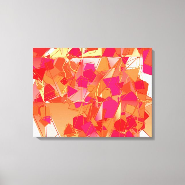 Orange and hot pink abstract canvas print (Front)