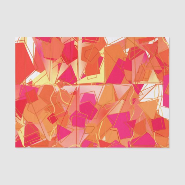Orange and hot pink abstract tissue paper (Front)