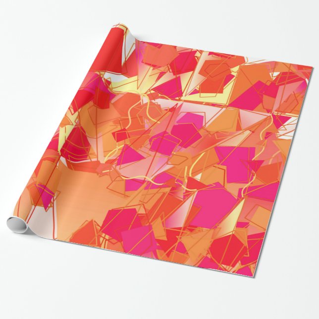 Orange and hot pink abstract wrapping paper (Unrolled)