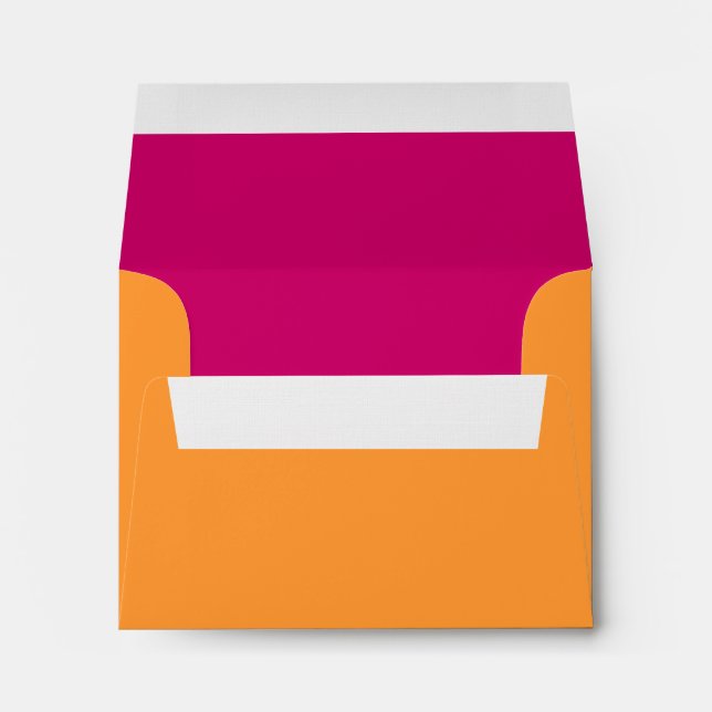Orange and Hot Pink Address Wedding RSVP Envelopes (Back (Bottom))
