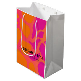 Orange and Hot Pink Gradient Celebrate In Style Medium Gift Bag