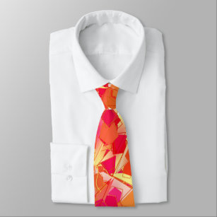 Orange and Hot Pink, Kadinsky Inspired Abstract Tie