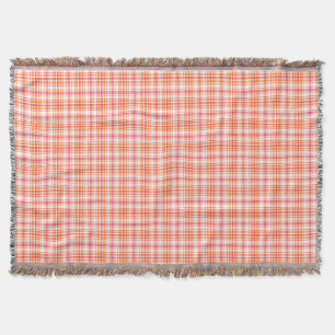 Orange and Hot Pink Plaid Throw Blanket