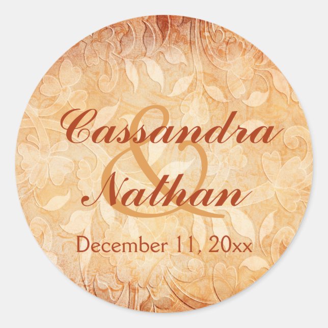 Orange and Ivory Floral Envelope Seal (Front)