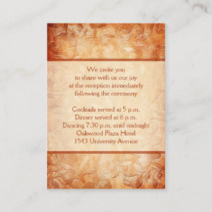 Orange and Ivory Floral Reception Enclosure Card