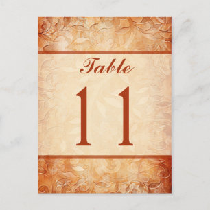 Orange and Ivory Floral Table Number Card
