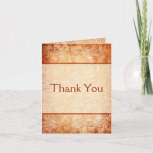 Orange and Ivory Floral Thank You Note Card