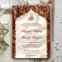 Orange and Ivory Gold Glitter Arch Muslim Wedding