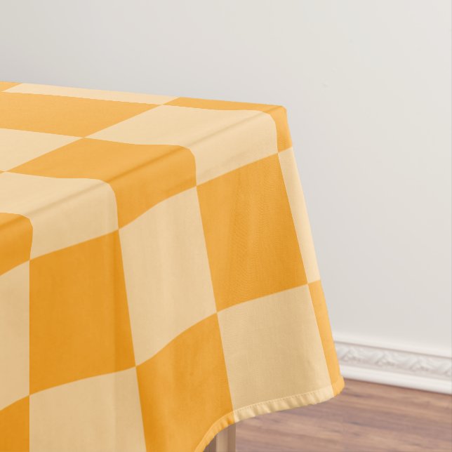 Orange and Light Orange Checkerboard Tablecloth (In Situ)
