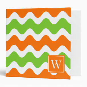 Orange and Lime Green Groovy Ric Rac Stripe Binder
