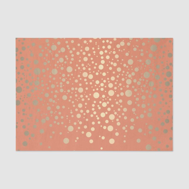 Orange and Metallic Gold Confetti Tissue Paper (Front)