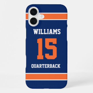 Orange and Navy Blue Football iPhone 16 Plus Case