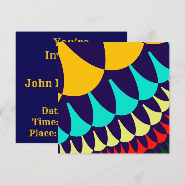 Orange and Navy Blue Scales Invitation (Front/Back)