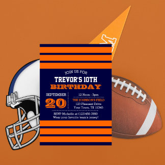 Orange and Navy Blue Team Anniversaire Invitation