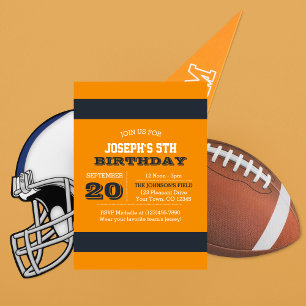 Orange and Navy Blue Team Anniversaire Invitation