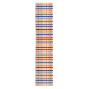 Orange and Navy Plaid Short Table Runner