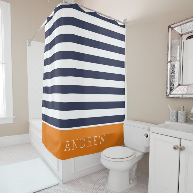 Orange and Navy Stripes Monogram (In Situ)