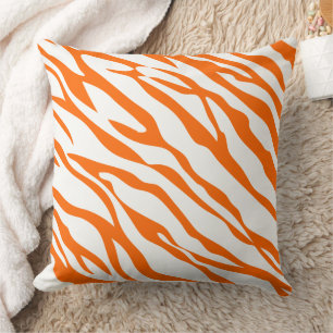 Orange and Off-White Zebra Design Pillow