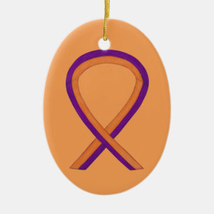Orange and Orchid Awareness Ribbon Art Ornaments