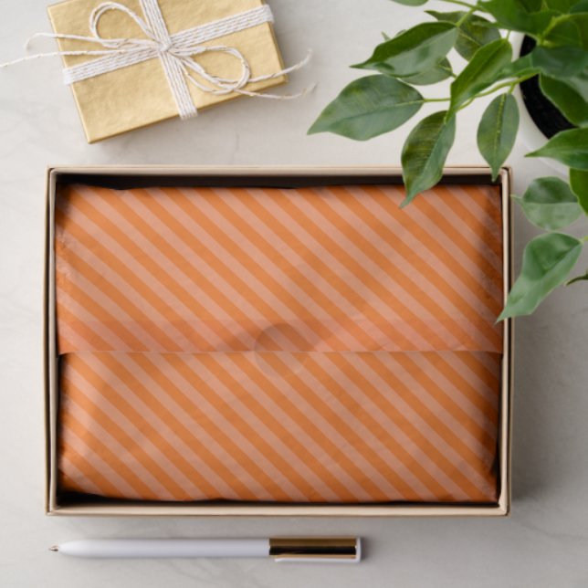 Orange And Pale Orange Stipes Tissue Paper (Gift)