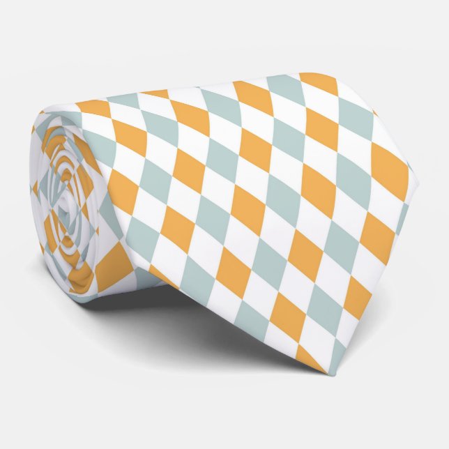 Orange and Pastel Blue Pattern Tie (Rolled)