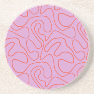 Orange and Pink Abstract Minimalist Lines  Coaster