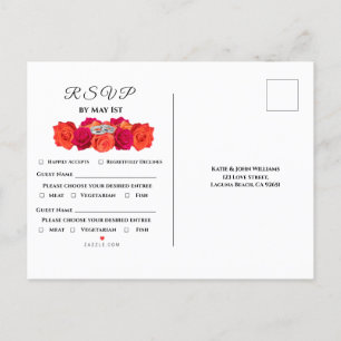 Orange and Pink-Blossoms and Brilliance- RSVP- Invitation Postcard