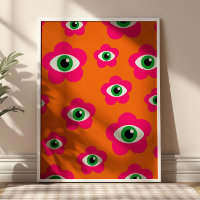 Orange and Pink BOHO Evil Eyes Poster