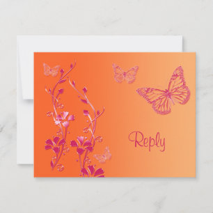 Orange and Pink Butterflies Reply Card