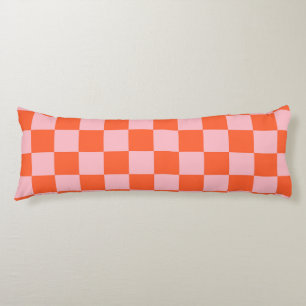 Orange and Pink Chequerboard Pattern Body Pillow