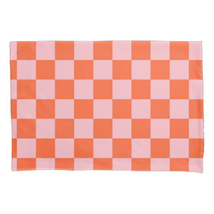 Orange and Pink Chequerboard Pattern Pillowcase
