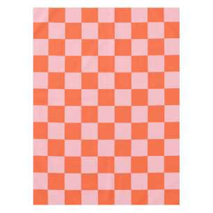 Orange and Pink Chequerboard Pattern Tablecloth