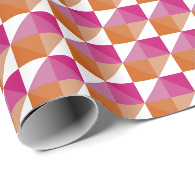 Orange and Pink Chequerboard Wrapping Paper (Roll Corner)