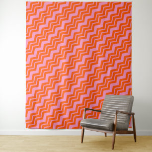 Orange and Pink Chevron Pattern Design  Tapestry