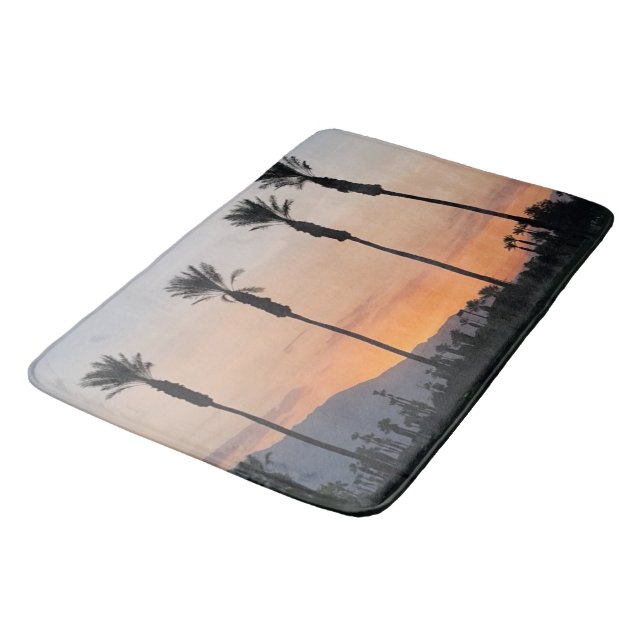 Orange and Pink Clouds in Oceanside California Bath Mat (Angled)